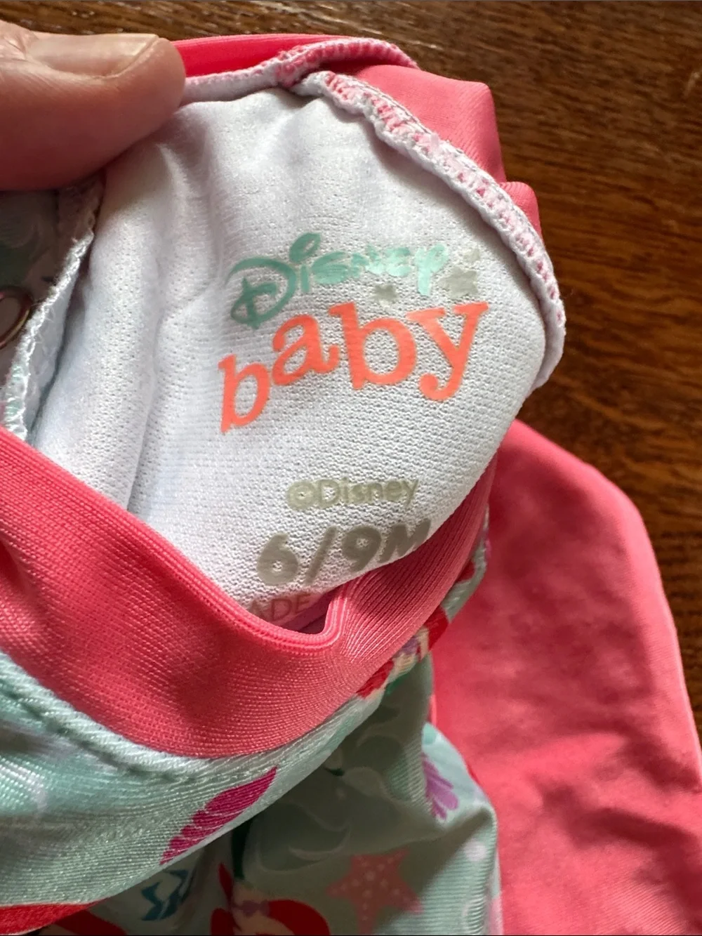Disney Baby Little Mermaid Ruffle Long-Sleeve One-Piece Swimsuit size 6-9M